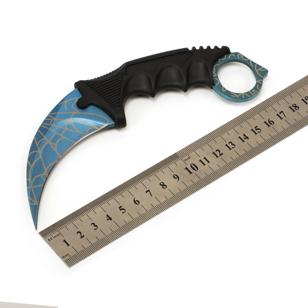 Нож Karambit CS GO, контр страйк, hawkbill, тактический коготь, karambit, нож для шеи, боевой бой, лагерь, для самообороны, для походов - Цвет: cobweb blue