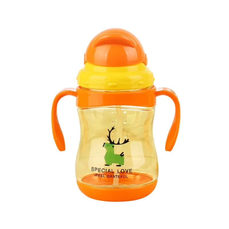 Baby Feeding Kids Sippy Cups Drinking Bottles Infant Children Learning Drinking Cups With Double Handles Straws 300ML 