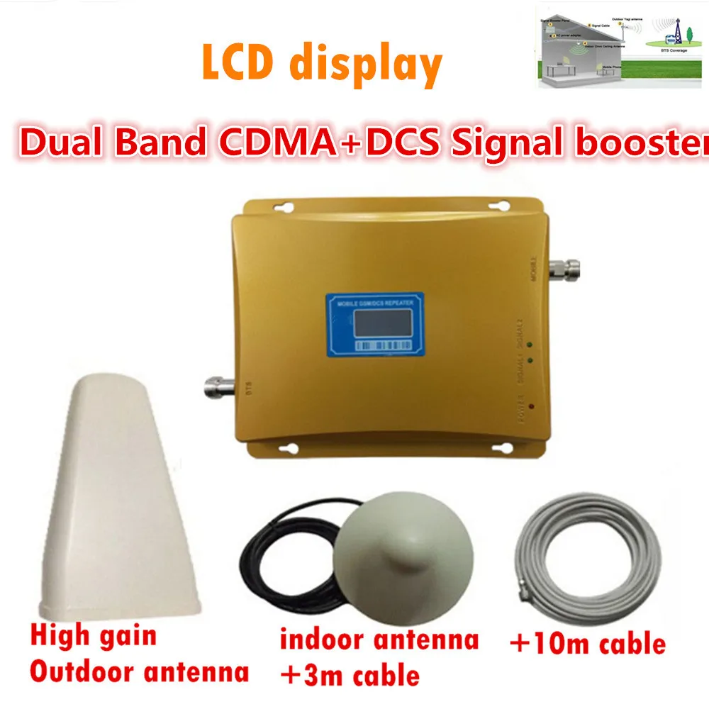 

LCD Display DCS 1800MHz CDMA 850Mhz Dual Band Mobile Phone Signal Booster Cell Phone 2g 4g wifi 4G LTE Signal Repeater + Antenna