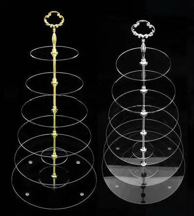 6 уровня Круг Акриловые Свадебный торт Подставки Аппаратные средства партии кекс стенд бесплатно FedEx
