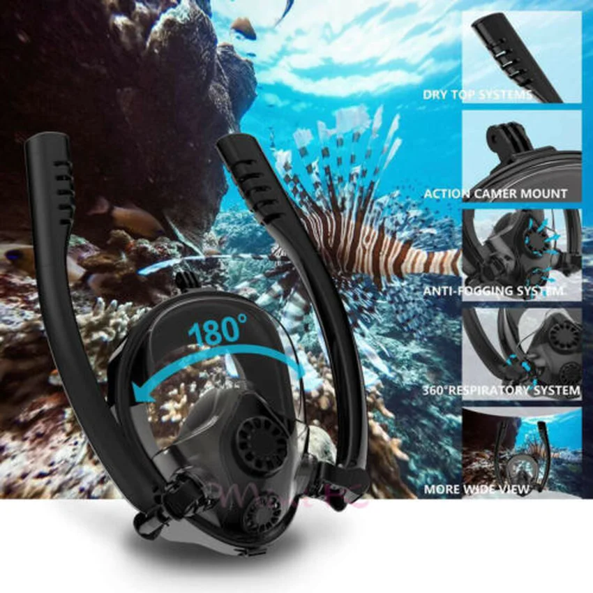 

Double tube Diving Mask Scuba Mask Underwater Anti Fog Full Face Snorkeling Mask Women Men Swimming Snorkel Diving Equipment