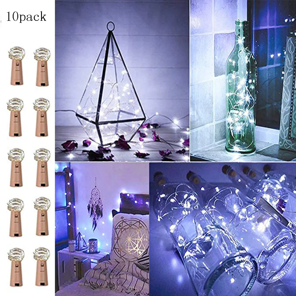 Lamp String Lights 10Pcs Cork Shaped LED Night Light Starry Light Wine Bottle Lamp For Party Decor Bottle Lights For Wedding DIY - Испускаемый цвет: White