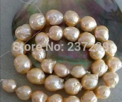 

HOT## Wholesale price ^^^^^HOT HUGE 13mm natural Au . south sea kasumi gold pink pearl necklace 18"14KGP