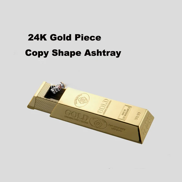 Us 1 99 Mini Gold Bar Fake 24k Shaped Cigarette Ashtray Ash Storage Case Gifts Zinc Alloy Outdoor In Car From Automobiles