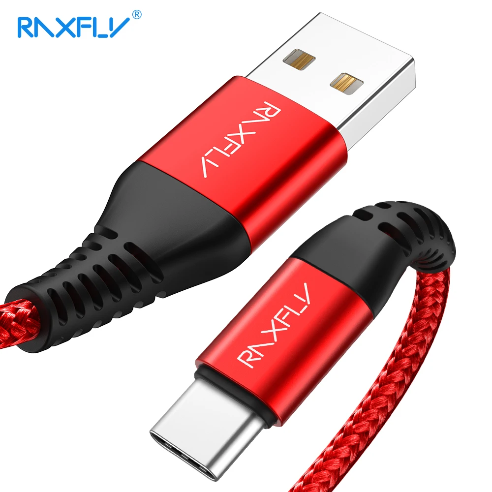 USB raxfly type C кабель для samsung S10 S9 высокая прочность нейлон Быстрая зарядка USB C зарядное устройство type-C кабель для Note 10+ One Plus 6