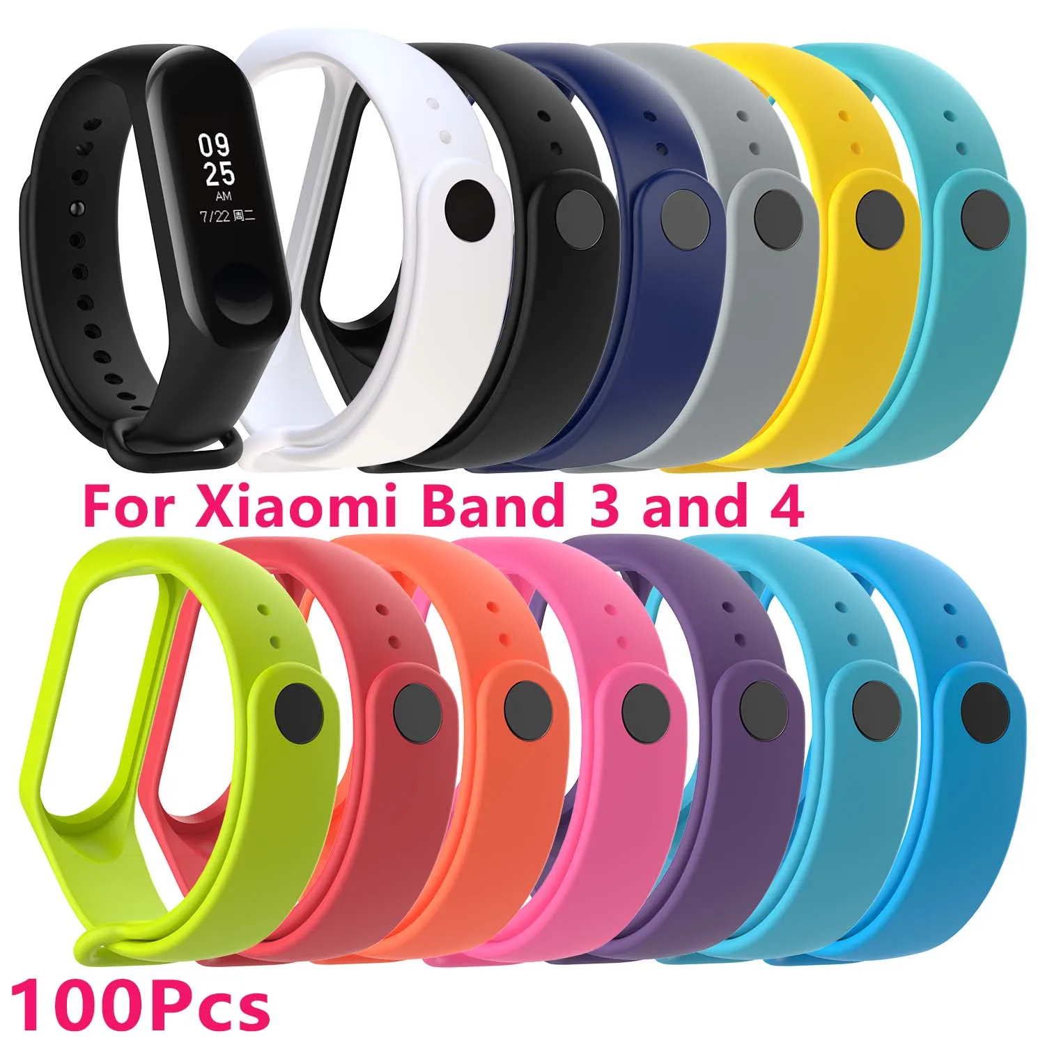 

100Pcs/set Wristband for Xiaomi Band 3 4 Silicone Xiomi Band 3 Xaiomi Xiami Xaomi Xaiomy Smartband Wholesale Dropshiping