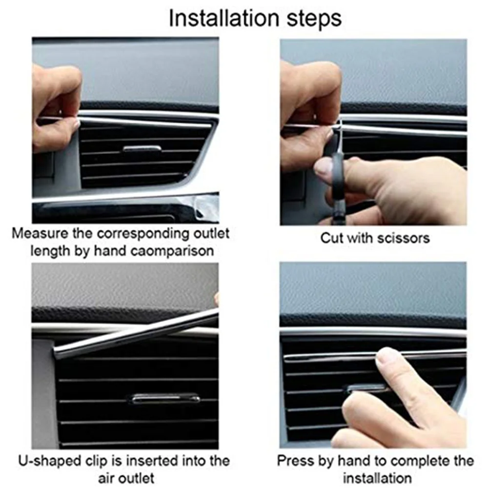 

DIY 10 Pieces Car styling Chrome Moulding Car Air Vent Trim Strip Air Conditioner Outlet Grille Decoration U Shape sticker