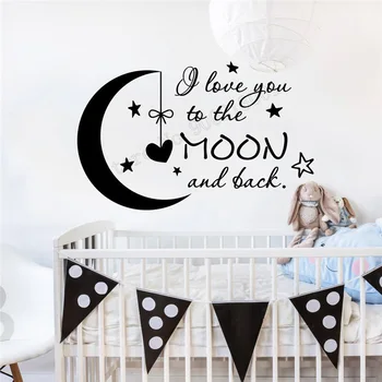 

Wall Decoration Vinyl Art Removeable Poster I Love The Moon And Black Sticker Kids Room Mural Nersury Child Decal Ornament LY279