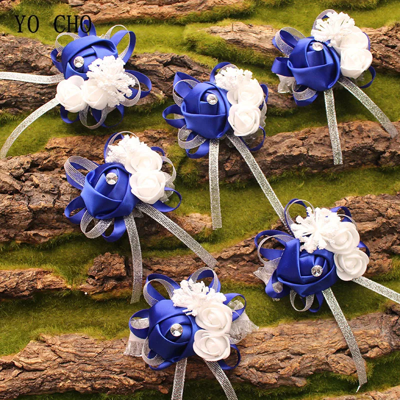 wedding wrist corsage Bracelet bridesmaid rose silk white pink marriage wrist corsage  (212)
