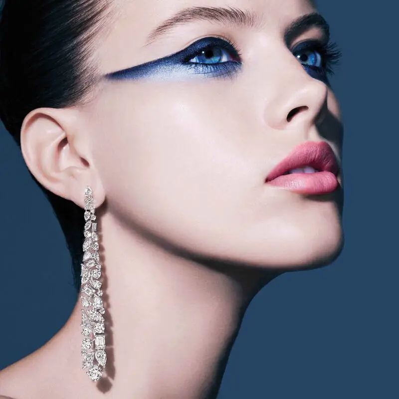 Hibrid длинные серьги-гвоздики Роскошные ювелирные изделия Высокое качество Белый Цвет геометрические серьги-гвоздики для женщин свадебный подарок Bijoux E-640