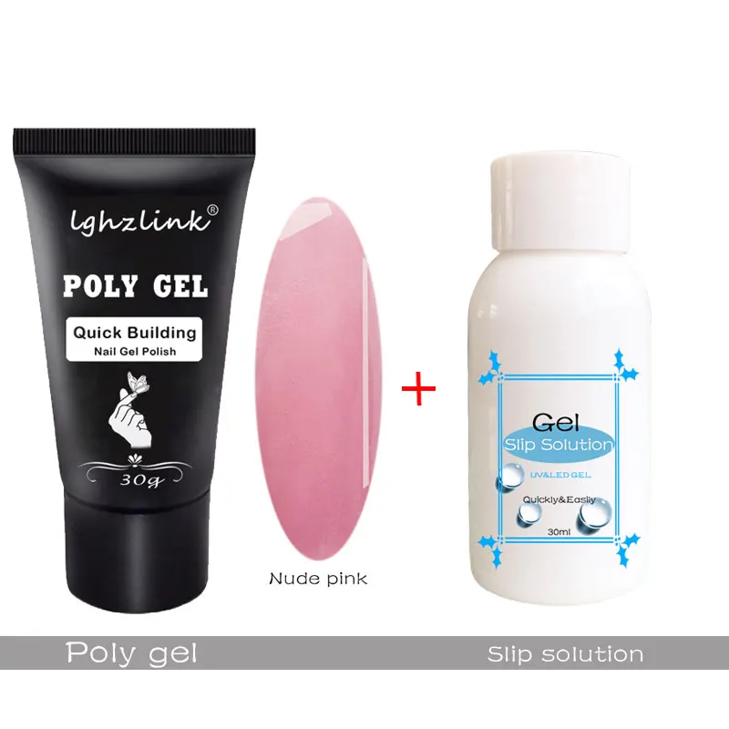 Lghzlink Nail Art Design 30ml Uv Gel French Nail Towel Gel Polish Remover Tips Build Extending Crystal Jelly Gum Poly Gel Set - Цвет: Nude Pink