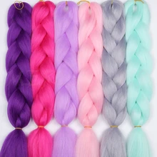 MERISIHAIR 24inch Ombre Kanekalon Synthetic Crochet Hair Extensions Jumbo Braids Hairstyles Pink Blonde Red Blue Braiding Hair
