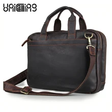 UniCalling винтажная кожаная сумка для мужчин реальные из воловьей кожи, для мужчин деловой портфель