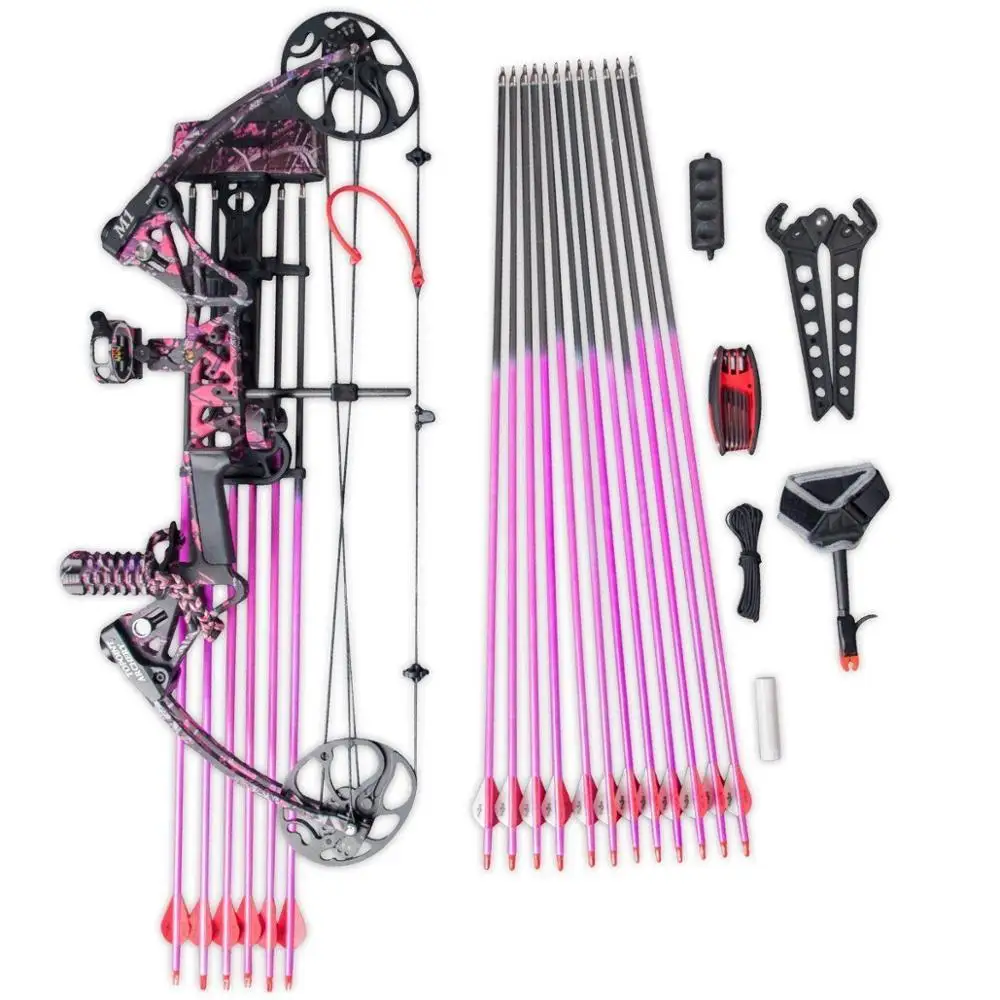 

M1 19-30"/10-50 LBS Compound Bow & Arrow Archery Hunting Target Kit Limbs Bow US Ship