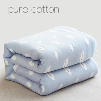 

100% Cotton Summer Quilt Baby Bedding Blanket 90*100 cm Six Layers Muslin Newborns Receiving Swaddle Gauze Toddler Bath Towel