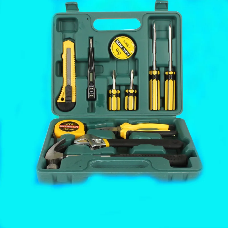 

12 in 1 Combination Hardware Tool Set Hammer&Pliers&Screwdriver&Wrenches&Digital Electric Tester& Hand Tool Box for Household
