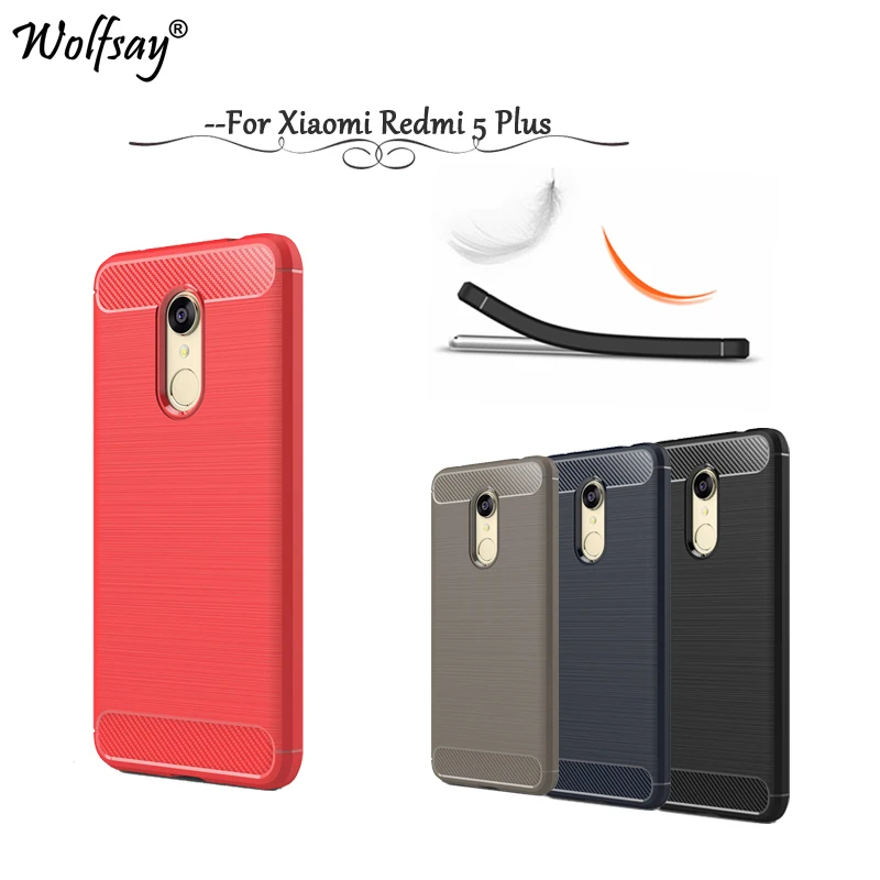 For Xiaomi Redmi 5 Plus Case Brushed Carbon Fiber Soft Silicone Phone Cover |