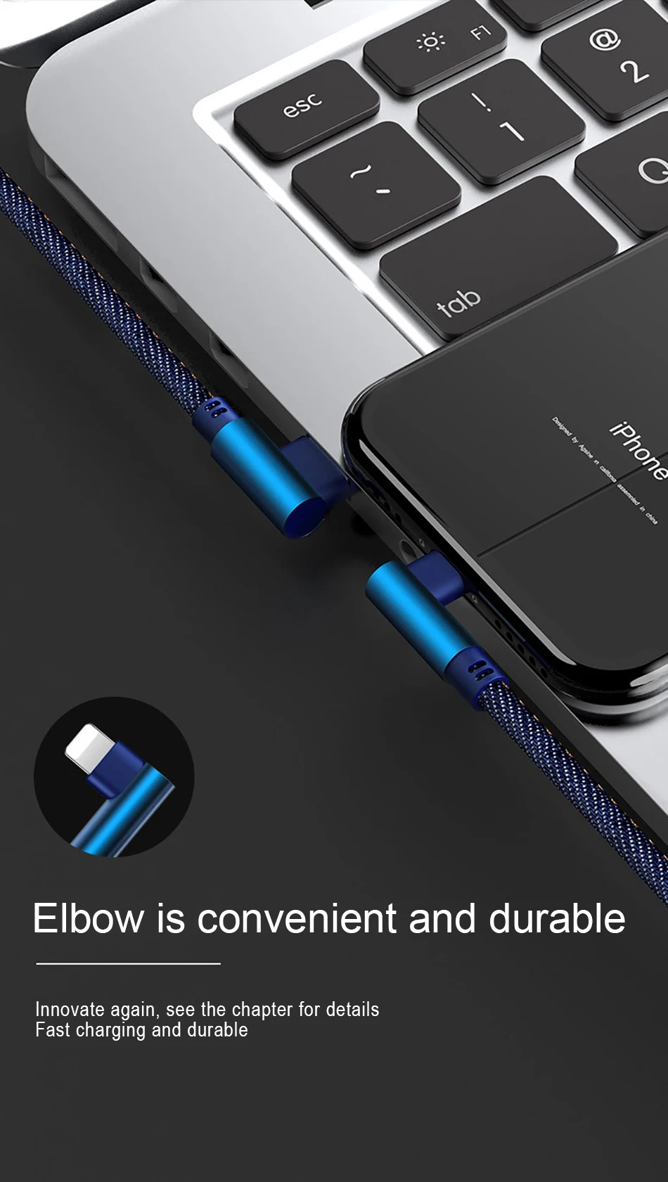 NOHON 90 Degree Fast Charging Data Cable Lighting For iphone XS MAX X XS XR 8 7 6S 6 5S 5C 5 Plus Phone Long Charger Cord 1M 2M (10)