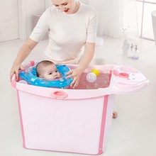 Детская складная ванночка, детская ванночка для купания, большая, бытовая, может сидеть, детская ванночка для купания, бочка для купания