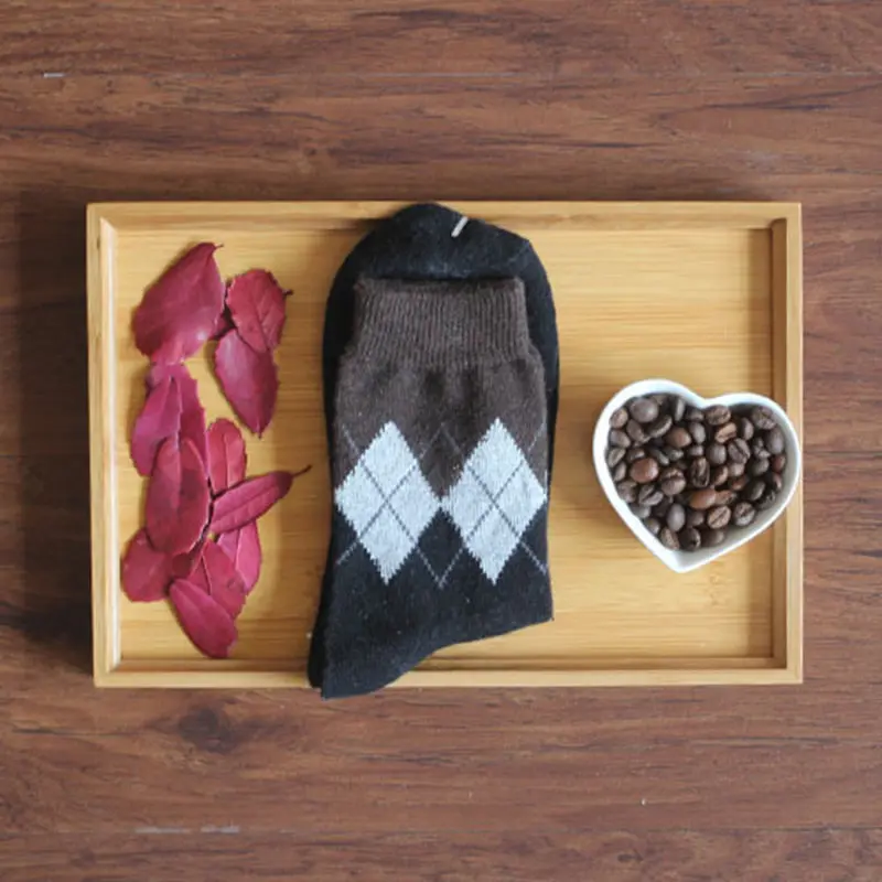 Diamond Men Socks Rabbit Wool Thick Warm Male Socks Geometry Pattern High Quality Male Casual Middle Sock Autumn Winter Clothing (2)