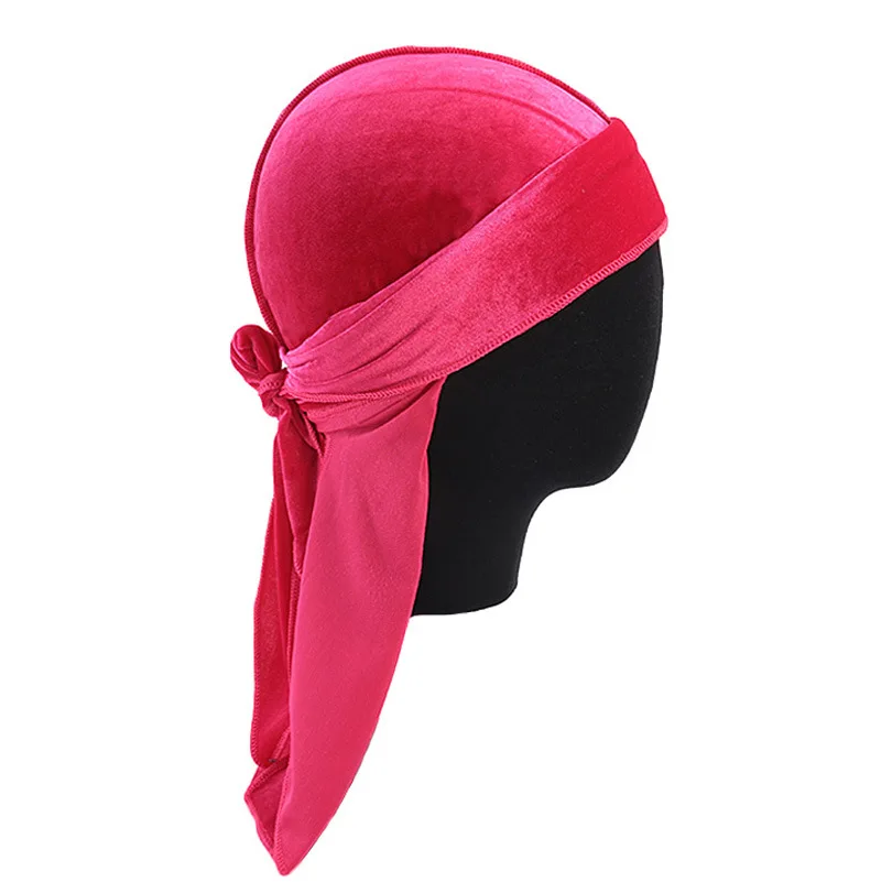

2019 Unisex Velvet Premium Durag Bandana Du-rag Hat Long Tail Headwrap Waves Extra Long Straps for Men Women Turban Headband