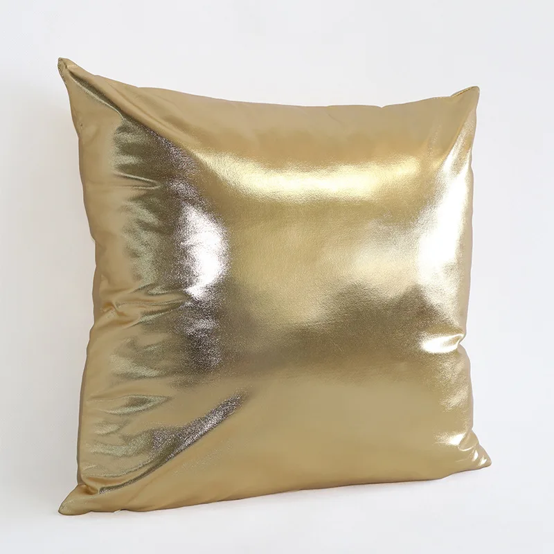 

45*45cm Gold Foil Cloth PU Imitation Square Solid Color Cushion Cover Gold Foil Cloth Sofa Car Chair Pillow Cover Home Decor