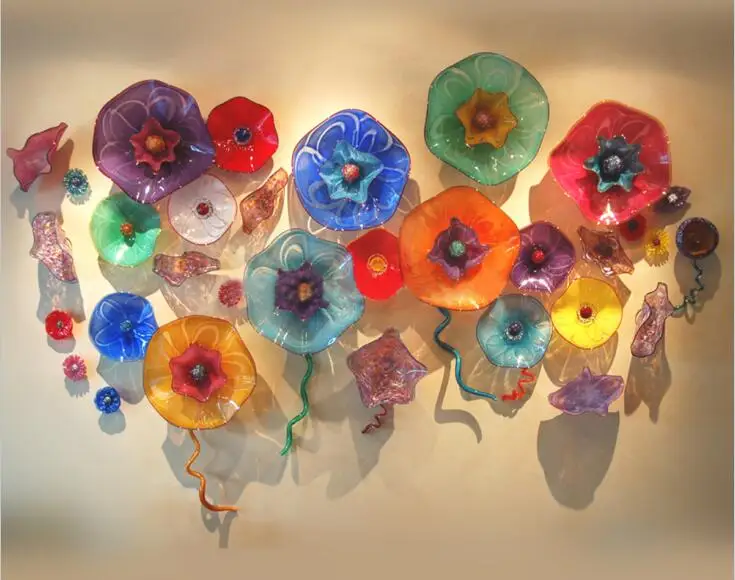 Lotus Flower Plates Chihuly Style Handmade Murano Glass Wall Plates Art Decor Wall Hanging Plates Lotus Flower Plates Chihuly Style Handmade Murano Glass Wall Plates Art Decor Wall Hanging Plates