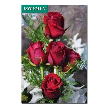 

DIY Diamond Embroidery Romantic rose Needlework Mosaics Drawing With Drill Handmade Cross Stitch Wedding Decoration best Gifts