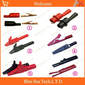 

6 models 6 pairs Red and Black Alligator Clips,test Clip with 2mm/4mm jack for electromobile/Car,circuits test etc.