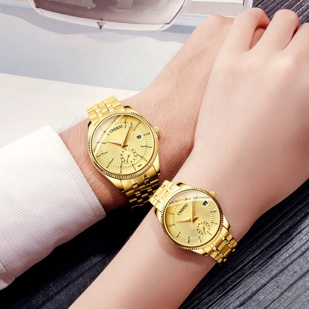 CHENXI Gold Wrist Watch Men Watches Lady Top Brand Luxury Quartz Wristwatch
