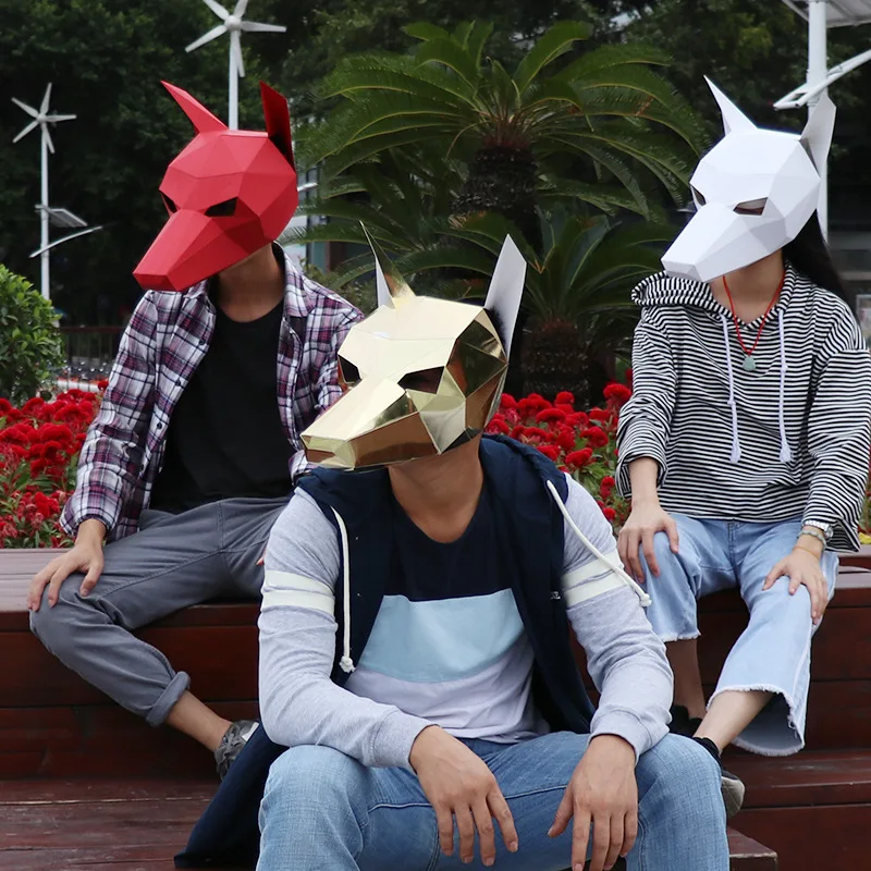 

Creative Handwork Animal mask Poodle dog Paper Matrix Cosplay 3D DIY Mask Fancy Ball Party Halloween Man Women Fancy Best Gift