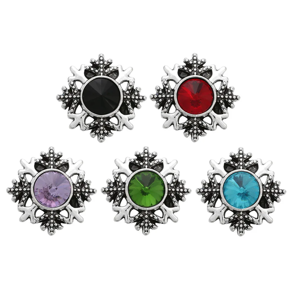 

10pcs/lot New Snap Jewelry Crystal Snowflake Snap Buttons fit DIY 18MM Snap Bracelet&Bangles Jewelry New Year Christmas Gifts