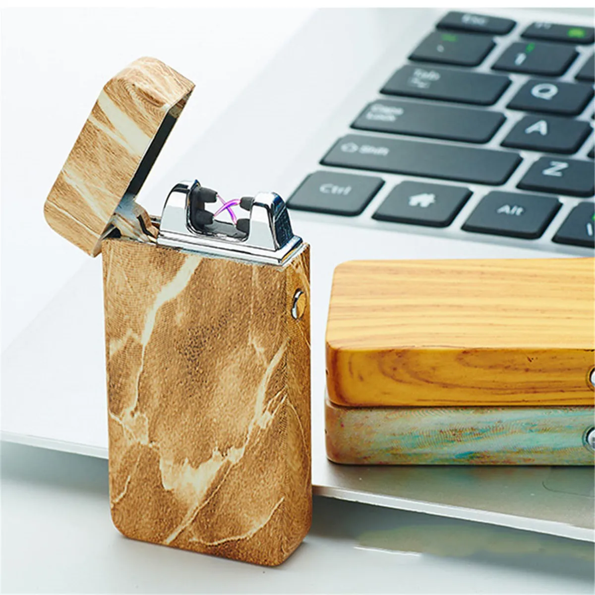 

Electronic Zinc Alloy Cigarette Lighter USB Rechargable Windproof Electric Double Arc Pulse Smoking Lighters Torch Gifts for Men