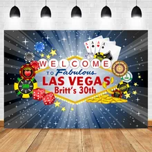 Las Vegas Birthday Party Backdrop City Night Adult Casino Party Photography Backdrops Custom Birthday Decoration Background las vegas casino city skyline night backdrop vinyl cloth high quality computer printed party photo studio background