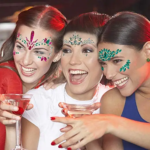 METABLE 10 Sets Face Gems Glitter,Women Mermaid Bindi Temporary Stickers Rhinestone Rave Face Body Jewels festival