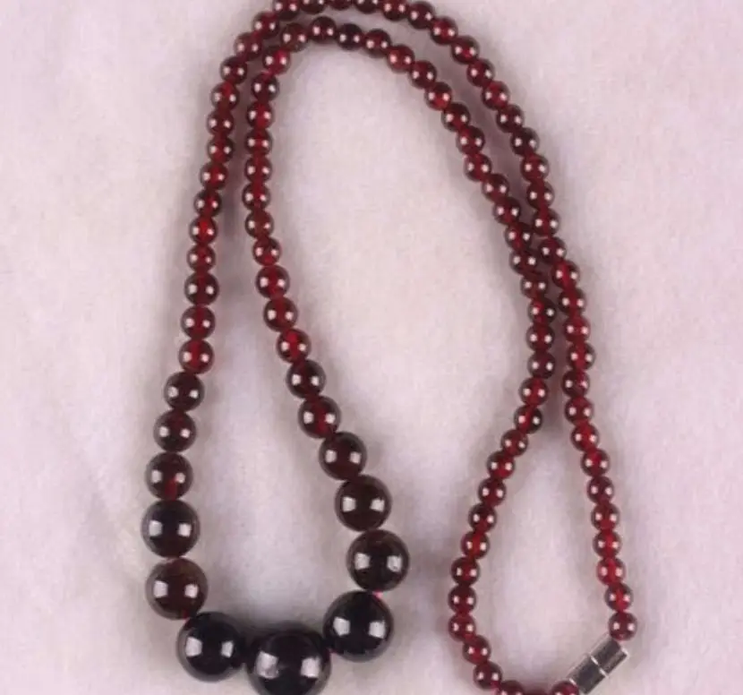 

5-11MM NATURAL GARNET ROUND BEADS NECKLACE 18"