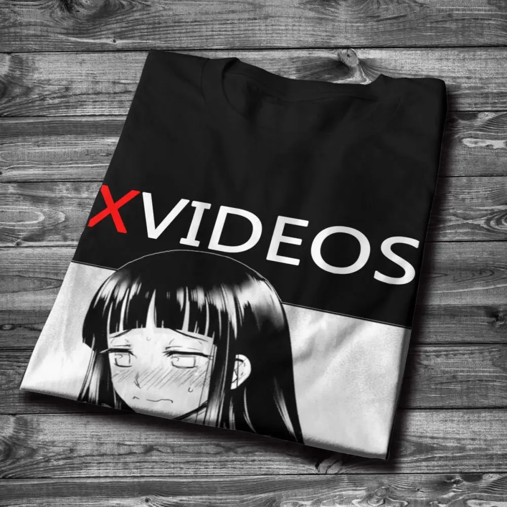 Мужская футболка XVideo, аниме Хината вайфу, материал, футболка ahegao, винтажный стиль, натуральный хлопок, круглый вырез, футболка