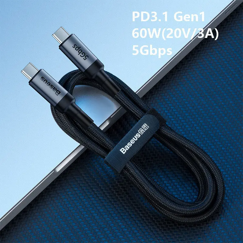 Кабель Baseus usb type-C-USB C для samsung S9 S8 Note 9 8 PD3.1 QC3.0 60 Вт Быстрое Зарядное устройство USB C кабель для Macbook Pro huawei P20 - Цвет: Красный