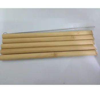 5PCS/Set 20cm Pointed Smoothie Drinking Straw Eco Friendly Reusable Bamboo Straws Big Wide Bubble Milk Tea Drinking Straw Brush 4