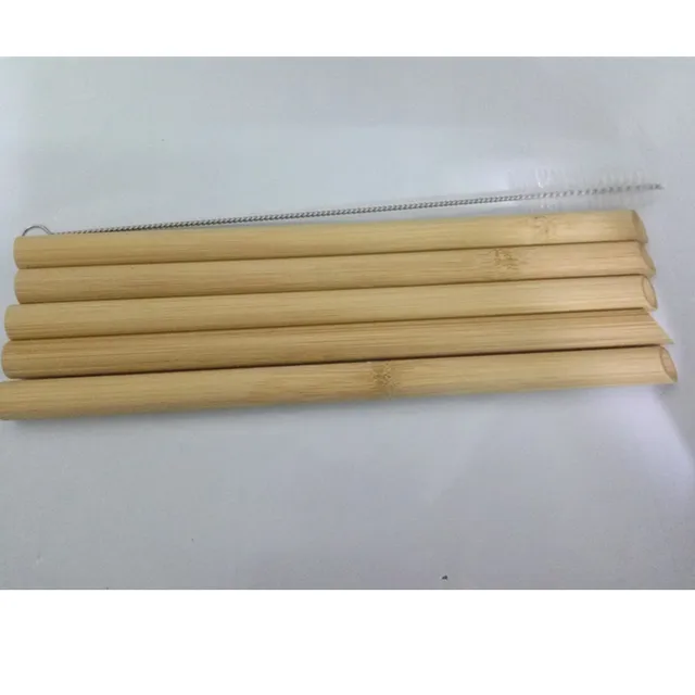 5PCS/Set 20cm Pointed Smoothie Drinking Straw Eco Friendly Reusable Bamboo Straws Big Wide Bubble Milk Tea Drinking Straw Brush 4