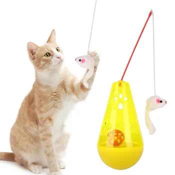 

Pet Cat Tumbler Toy Funny Interactive Play Teaser Cat Toys Cat Squeak Bell Toys Wands With Mice Pet Products