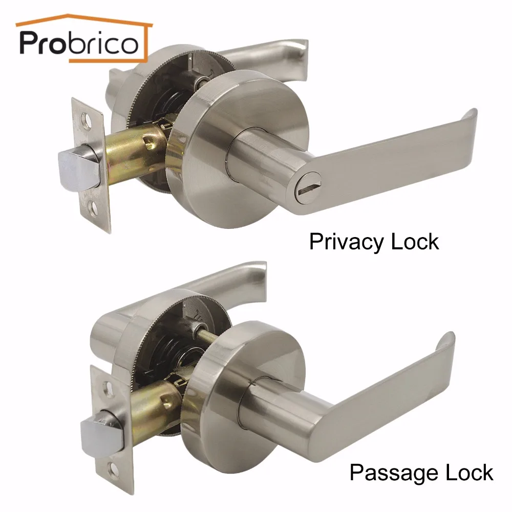 Probrico Stainless Steel Privacy/Passage Interior Door Lever Door LockSet Brushed Nickel
