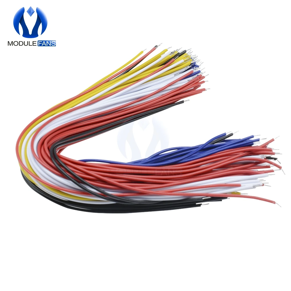 

100Pcs Double Head PCB Solder Cable 5 Color 20CM Breadboard Fly Jumper Wire Cable Tinned Conductor