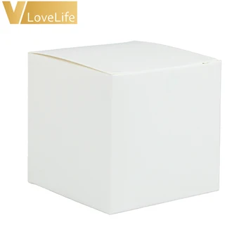 

100pcs/lot 5x5x5cm Kraft Paper Wedding Candy Boxes Three Colors Paper Square Favor Gifts Boxes Candy Boxes For Home Supplies