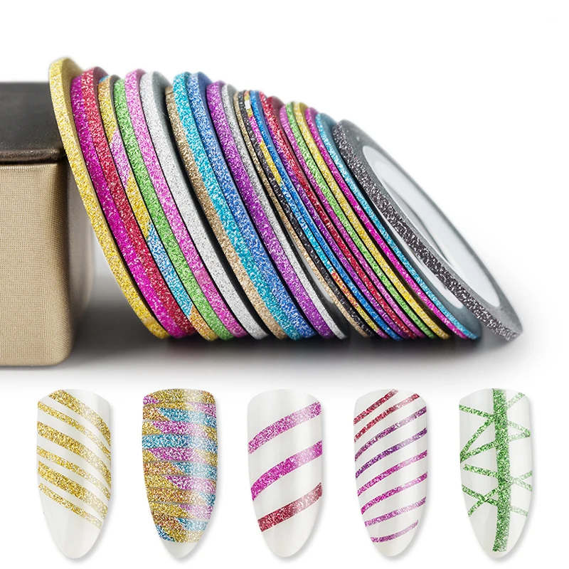 

12 Pcs Striping Tape Line Nail Sticker Mermaid Scrub Colorful Design Nail Decals Manicure DIY Tools Nails Decorations