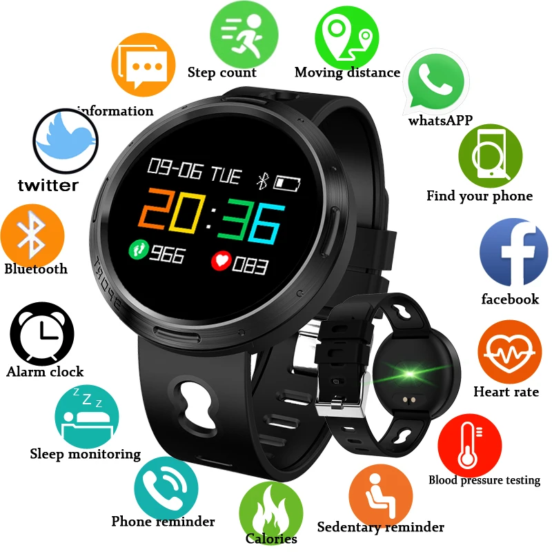 

Stylish2019 New Men Women Smart Sport Watch Fitness Tracker Pedometer Blood Pressure Heart Rate Blood oxy Monitor Smart Band+Box