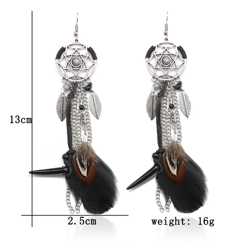 Oorbellen Ловец снов Длинные Перья висячие серьги Прямая поставка бусины мотаться богемный этнический очаровательный Винтаж Бохо ювелирные изделия праздник