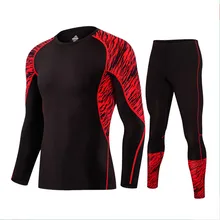 Мужской комплект термобелья Весна Осень мужские спортивные костюмы фитнес быстросохнущие кальсоны топы нижняя тренировочная одежда набор
