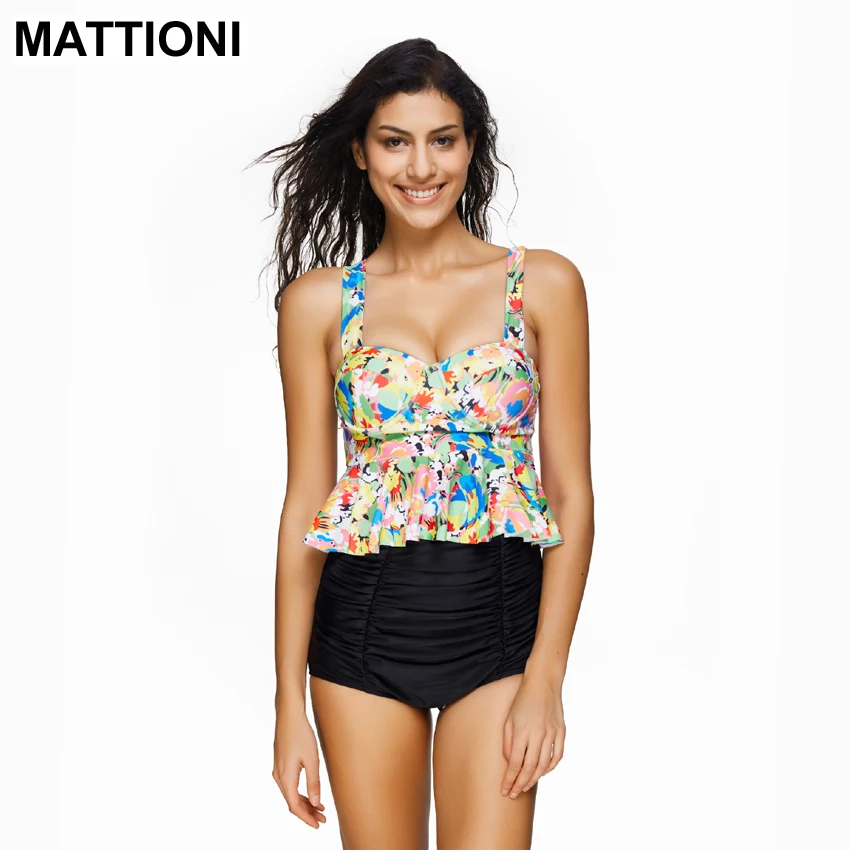 

MATTIONI Bikini 2017 Women High Waist Floral Swimsuit Swimwear Bikini Set Swimsuit Swimwear Women's Swimming Bathing Suit