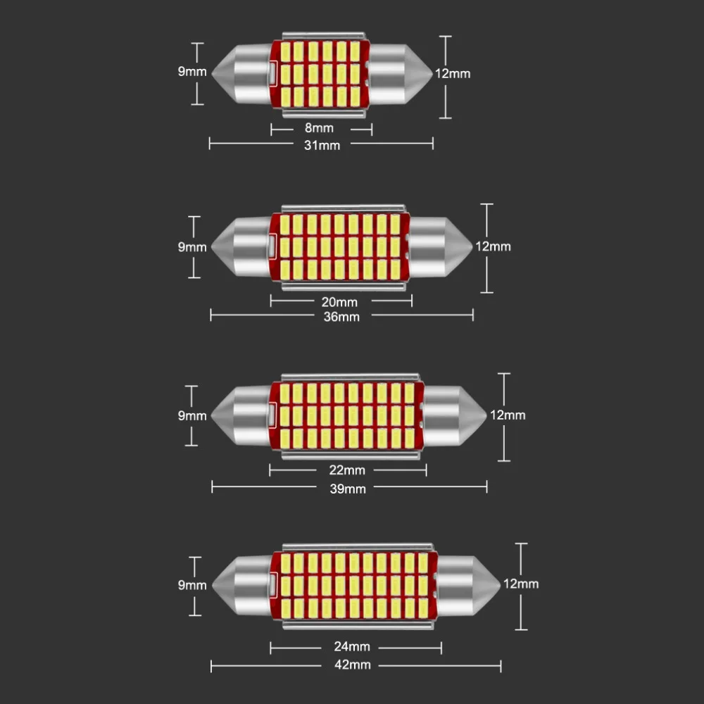 2 шт. C5W светодиодный C10W 31 мм 36 мм 39 мм 42 мм гирлянда светодиодный CANBUS автомобиль Inteiror лампа купольный светильник для чтения карта лампа номерного знака 12 В